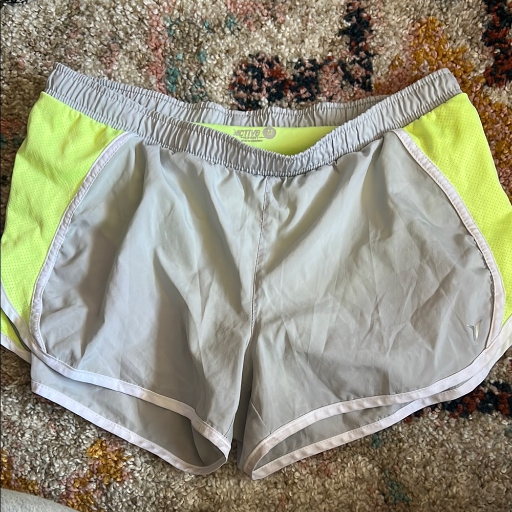 Women's Gray and Yellow Athletic Running Shorts with built in Brief ✨